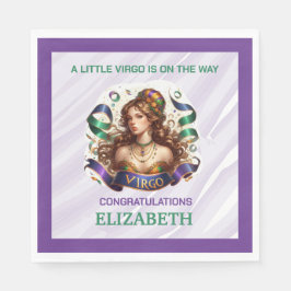 Virgo Zodiac Baby Shower Lavender and Green Servet