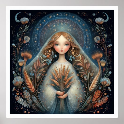 Virgo Zodiac Birth Sign Astrology Celestial Poster (Voorkant)