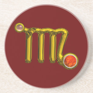 VIRGO ZODIAC BIRTHDAY JEWEL Goud Goud Oranje Agate Zandsteen Onderzetter