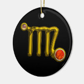 VIRGO ZODIAC BIRTHDAY JEWEL GRAY AGATE Gold White Keramisch Ornament (Links)
