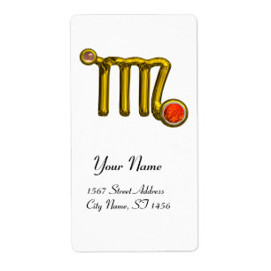 VIRGO ZODIAC BIRTHDAY Oranje grijs Agate Etiket