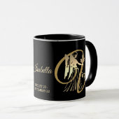 Virgo ♍ Zodiac Birthday Sign/Black en Gold Mok (Voorkant rechts)