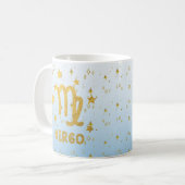 Virgo Zodiac Blauw en Goud Astrologie Mok (Voorkant links)