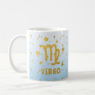 Virgo Zodiac Blauw en Goud Astrologie Mok