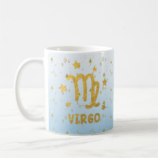 Virgo Zodiac Blauw en Goud Astrologie Mok