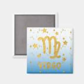 Virgo Zodiac Blue en Gold Magnet (Voorkant / Achterkant)