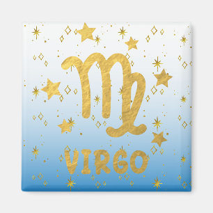 Virgo Zodiac Blue en Gold Magnet