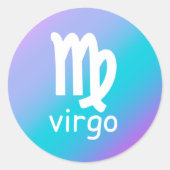 Virgo Zodiac Blue Paars Astrology Star Sign Ronde Sticker (Voorkant)