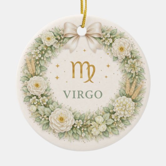 Virgo Zodiac Christmas Ornament – Winter Floral Wr (Voorkant)