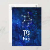 Virgo Zodiac Constellation Blue Galaxy Celestial Briefkaart (Voorkant / Achterkant)
