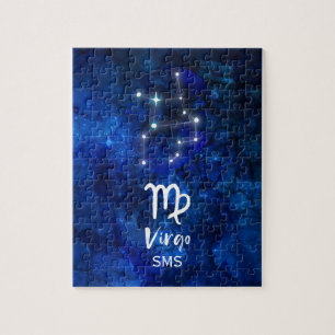 Virgo Zodiac Constellation Blue Galaxy Monogram Legpuzzel