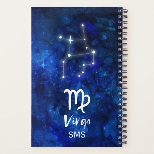 Virgo Zodiac Constellation Blue Galaxy Monogram Planner (Achterkant)
