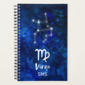 Virgo Zodiac Constellation Blue Galaxy Monogram Planner (Voorkant)