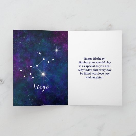 Virgo Zodiac Constellation Gelukkige Verjaardag Kaart (Binnen)