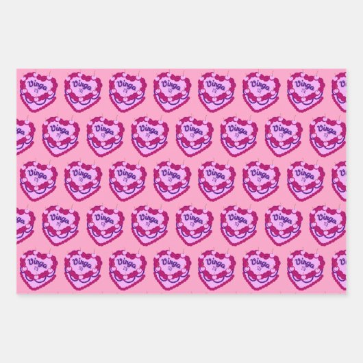 Virgo Zodiac Coquette Hart Verjaardagstaart Inpakpapier Vel (Voorkant)