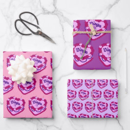 Virgo Zodiac Coquette Hart Verjaardagstaart Inpakpapier Vel