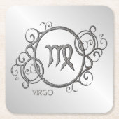 Virgo Zodiac Design Silver Kartonnen Onderzetters (Voorkant)