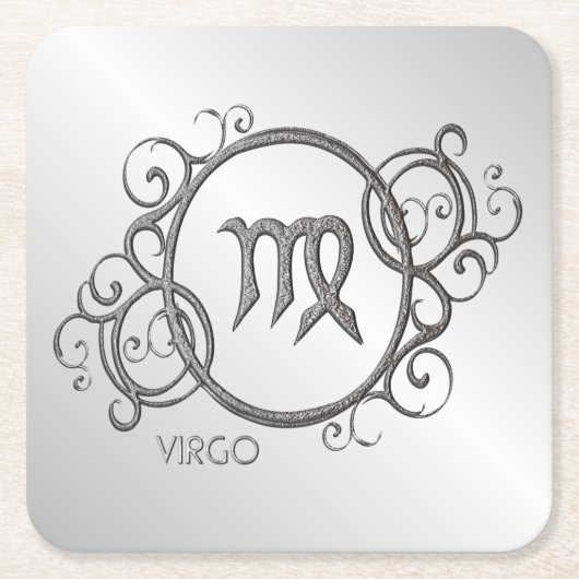 Virgo Zodiac Design Silver Kartonnen Onderzetters (Voorkant)