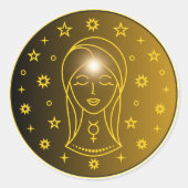 Virgo Zodiac Emblem | Minimal Celestial Symbol Ronde Sticker (Voorkant)