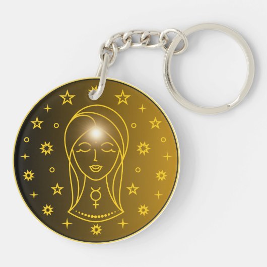Virgo Zodiac Emblem | Minimal Celestial Symbol Sleutelhanger (Achterkant)