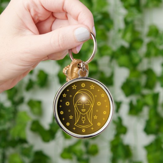 Virgo Zodiac Emblem | Minimal Celestial Symbol Sleutelhanger (Hand)