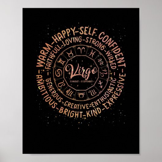 Virgo Zodiac Facts Traits Horoscope Sign Astrology Poster (Voorkant)