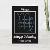 Virgo Zodiac Fun Quote in Black & White Birthday Kaart (Voorkant)