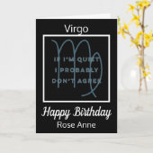Virgo Zodiac Fun Quote in Black & White Birthday Kaart (Gele Bloem)