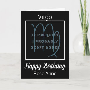 Virgo Zodiac Fun Quote in Black & White Birthday Kaart