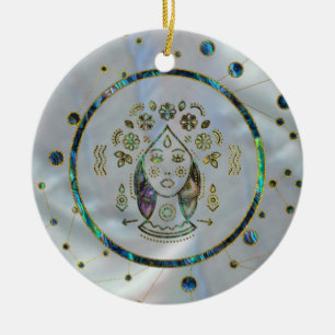 Virgo Zodiac Gold Abalone op constellatie Keramisch Ornament