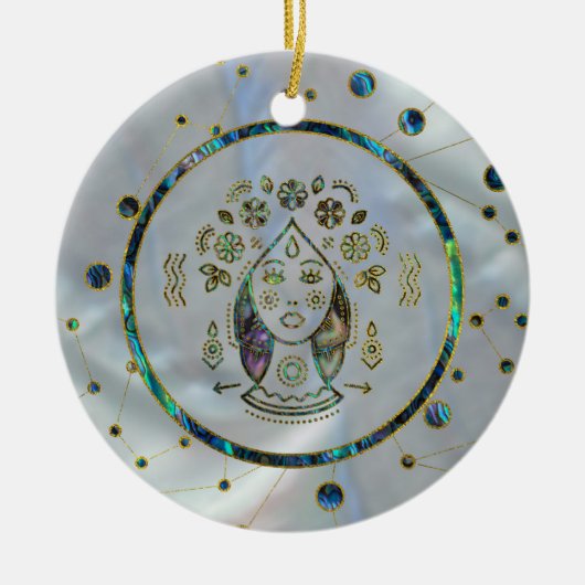 Virgo Zodiac Gold Abalone op constellatie Keramisch Ornament (Voorkant)