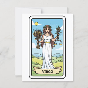 Virgo Zodiac Illustratie Tarot Stijl Briefkaart