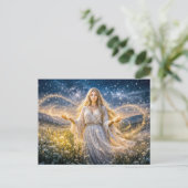 Virgo Zodiac in Enchanted Night Landscape Briefkaart (Staand voorkant)