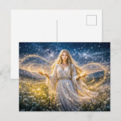 Virgo Zodiac in Enchanted Night Landscape Briefkaart (Voorkant / Achterkant)