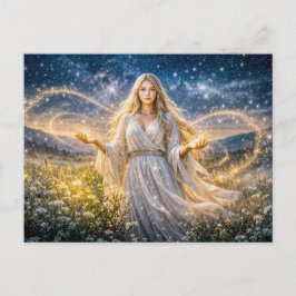 Virgo Zodiac in Enchanted Night Landscape Briefkaart