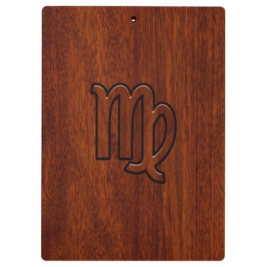 Virgo Zodiac in Mahogany-houtstijl Klembord (Achterkant)