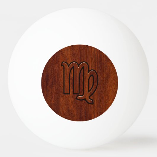 Virgo Zodiac in Mahogany-houtstijl Pingpongbal (Achterkant)