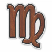 Virgo Zodiac in Mahogany-houtstijl Sticker (Voorkant)