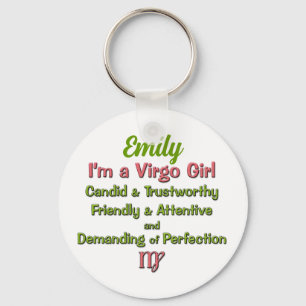 Virgo Zodiac in Pink en Green for Girls Sleutelhanger