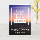 Virgo Zodiac Leuke Kenmerken Verjaardag Kaart (Gele Bloem)