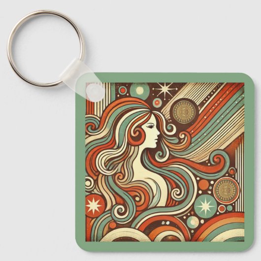 Virgo Zodiac Metal Sleutelhanger Retro Design (Voorkant)