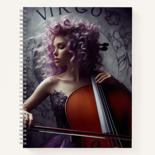 Virgo Zodiac Musician Cello Notitieboek (Voorkant)