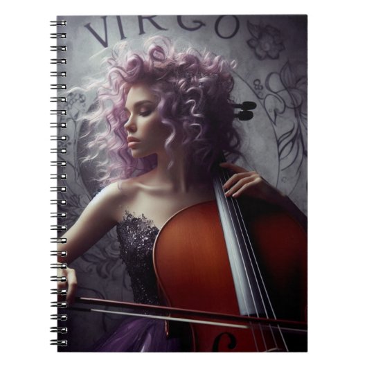 Virgo Zodiac Musician Cello Notitieboek (Voorkant)
