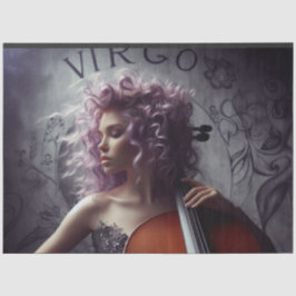 Virgo Zodiac Muzikant Cello Decoupage Tissuepapier