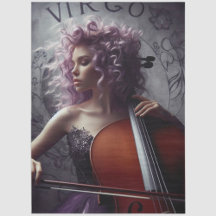Virgo Zodiac Muzikant Cello Decoupage
