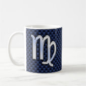 Virgo Zodiac op Navy Blue Carbon Fiber Print Style Koffiemok (Links)