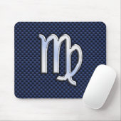 Virgo Zodiac op Navy Blue Carbon Fiber Print Style Muismat (Met muis)