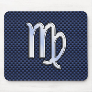 Virgo Zodiac op Navy Blue Carbon Fiber Print Style Muismat