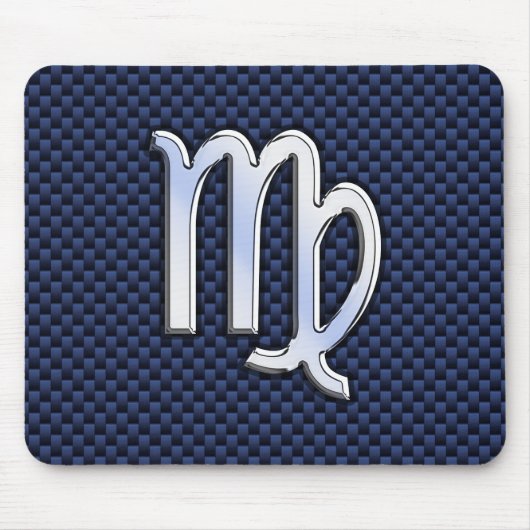 Virgo Zodiac op Navy Blue Carbon Fiber Print Style Muismat (Voorkant)