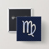 Virgo Zodiac op Navy Blue Carbon Fiber Print Style Vierkante Button 5,1 Cm (Voorkant /achterkant)